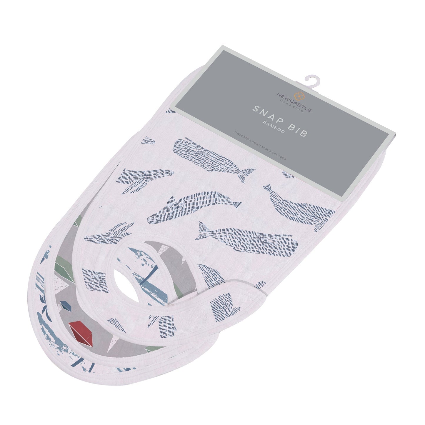 Ocean Tides Bamboo Snap Bibs Soft and Absorbent Natural Bamboo Muslin for Feeding and Teething Newcastle Classics