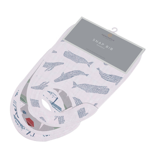 Ocean Tides Bamboo Snap Bibs Soft and Absorbent Natural Bamboo Muslin for Feeding and Teething Newcastle Classics