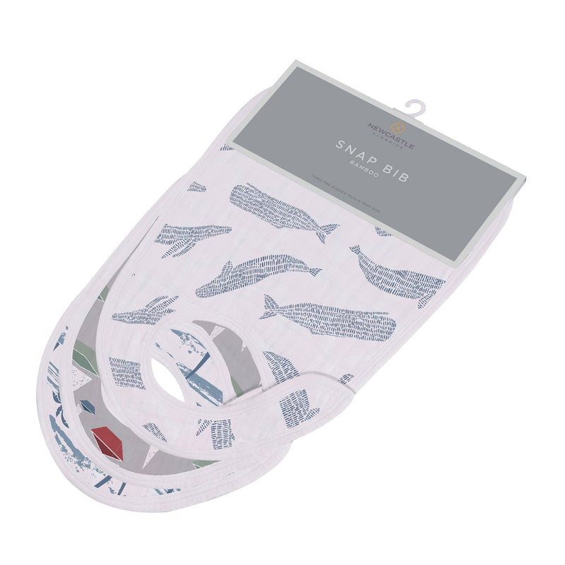 Ocean Tides Bamboo Snap Bibs Soft and Absorbent Natural Bamboo Muslin for Feeding and Teething Newcastle Classics