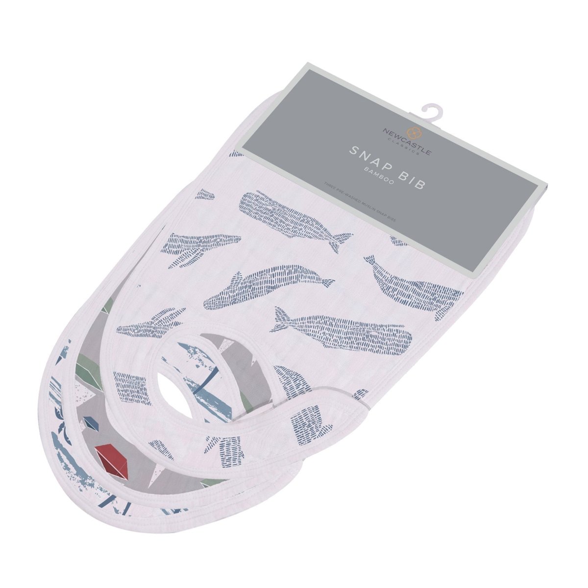 Newcastle Classics Ocean Tides Bamboo Snap Bibs Soft and Absorbent for Babies Feeding - 