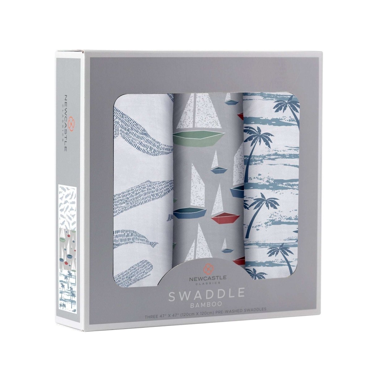 Newcastle Classics Ocean Tides Bamboo Swaddle 3 Pack Soft and Breathable for Modern Parents - 