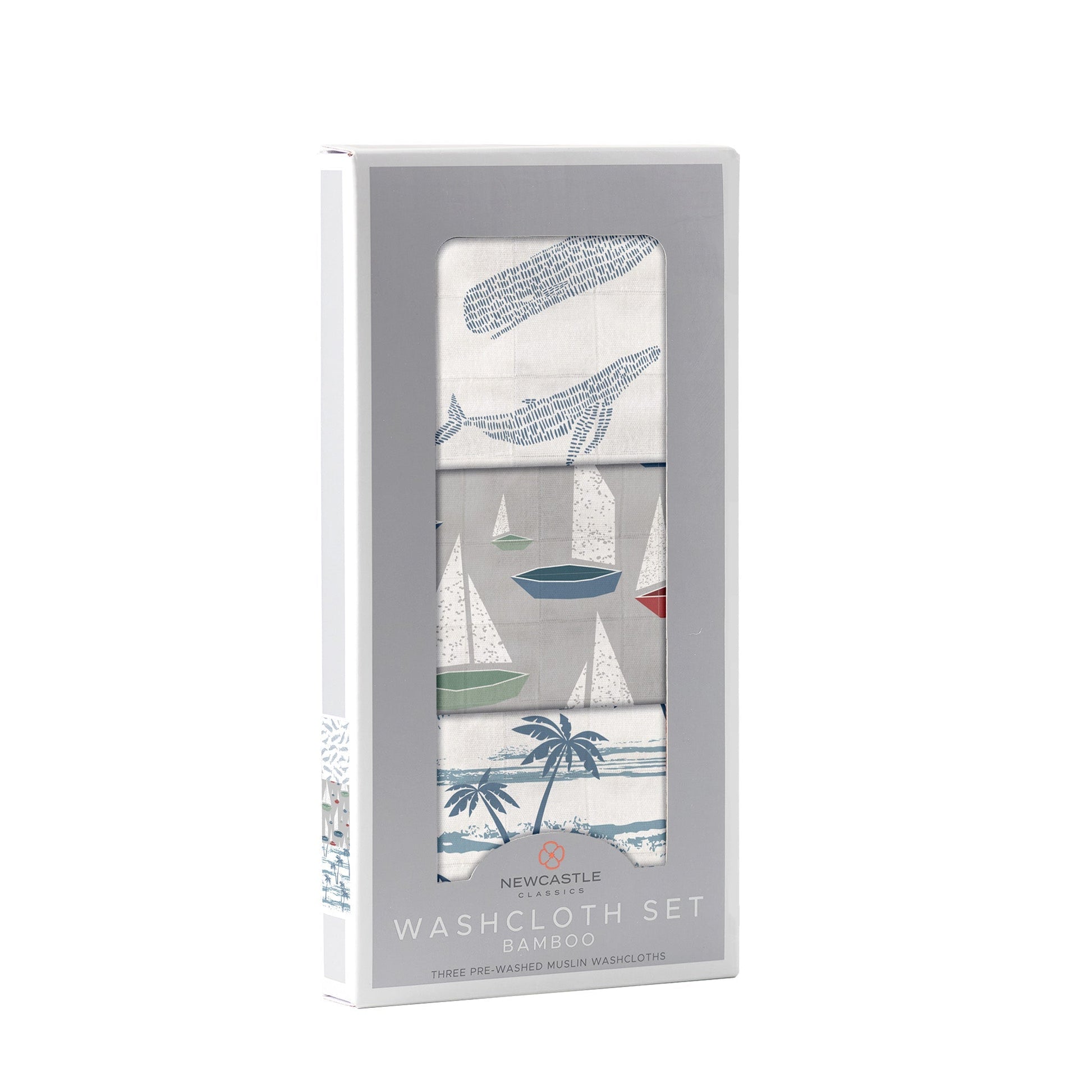 Ocean Tides Bamboo Washcloth Set of Three with Colorful Prints Newcastle Classics