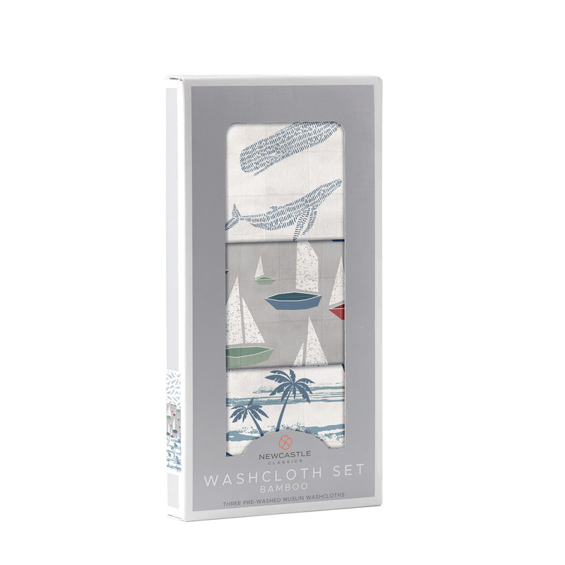 Ocean Tides Bamboo Washcloth Set of Three with Colorful Prints Newcastle Classics