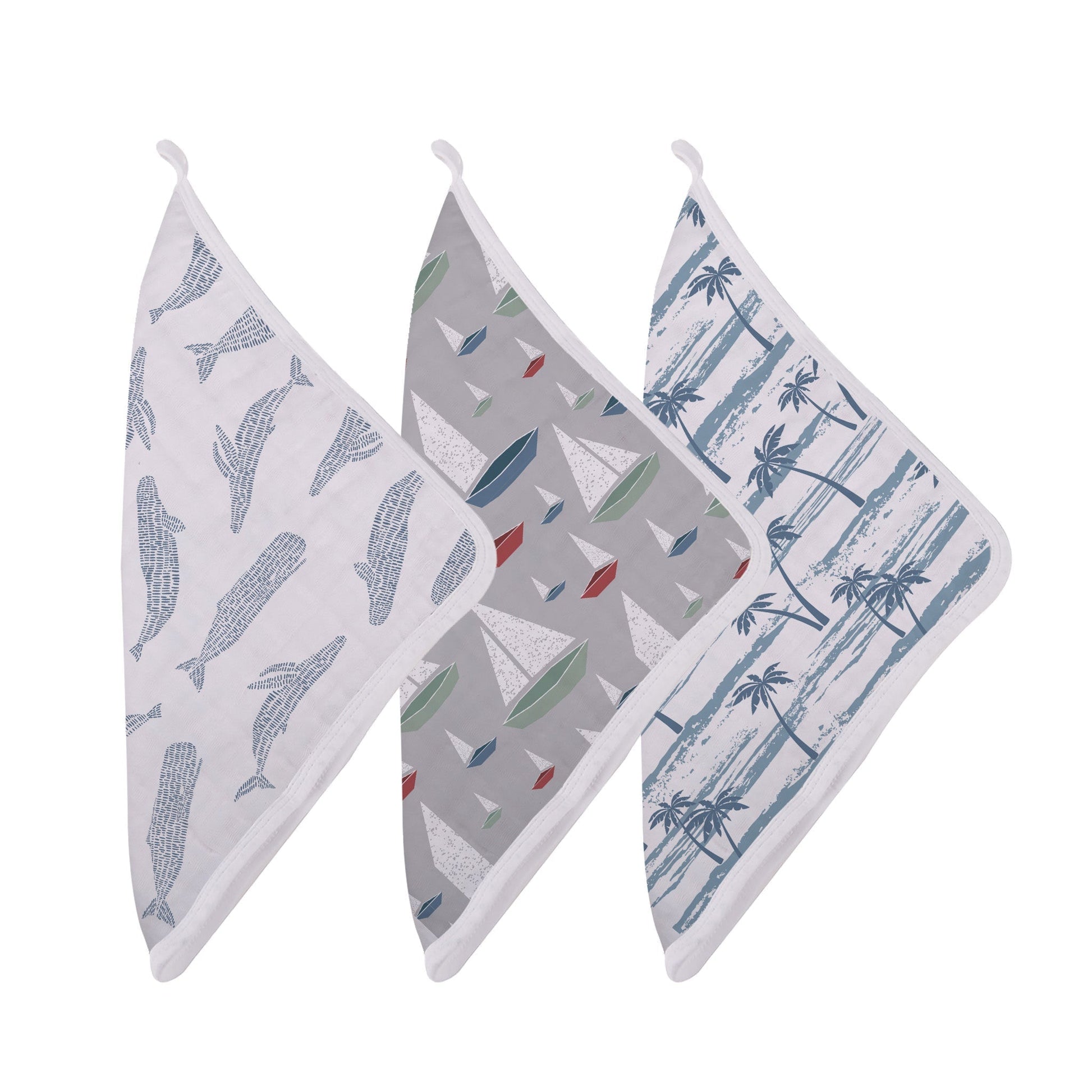 Ocean Tides Bamboo Washcloth Set of Three with Colorful Prints Newcastle Classics