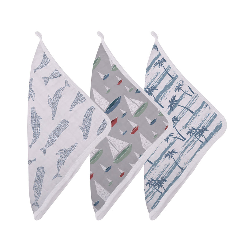 Ocean Tides Bamboo Washcloth Set of Three with Colorful Prints Newcastle Classics