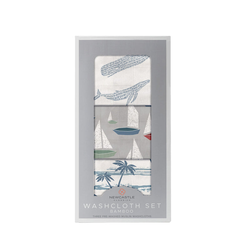 Ocean Tides Bamboo Washcloth Set of Three with Colorful Prints Newcastle Classics