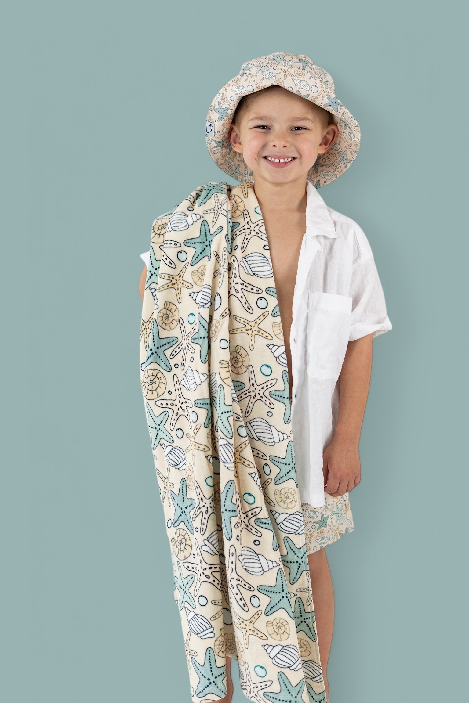 DREAM BIG LITTLE CO Ocean Treasures Dream Towel Beach Pattern With Starfish ShellsEveretts Place