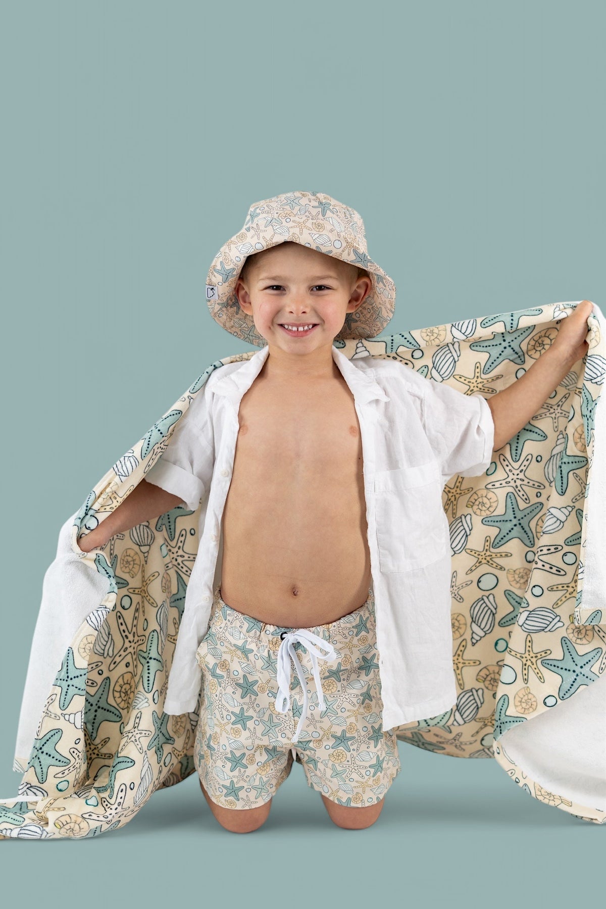 DREAM BIG LITTLE CO Ocean Treasures Dream Towel Beach Pattern With Starfish ShellsEveretts Place