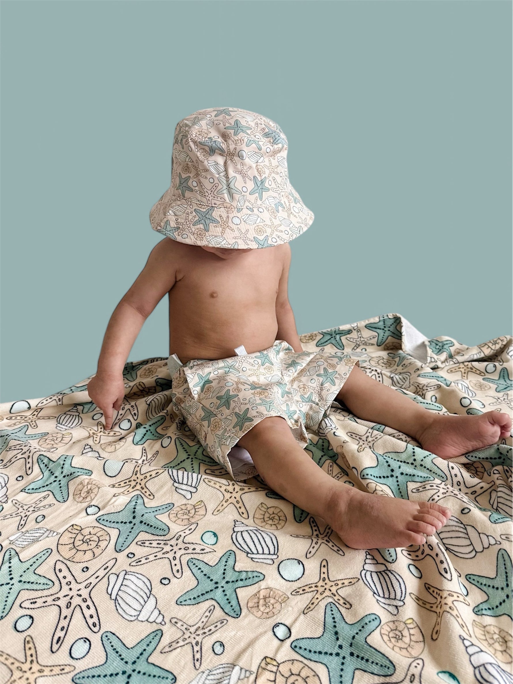 DREAM BIG LITTLE CO Ocean Treasures Dream Towel Beach Pattern With Starfish ShellsEveretts Place