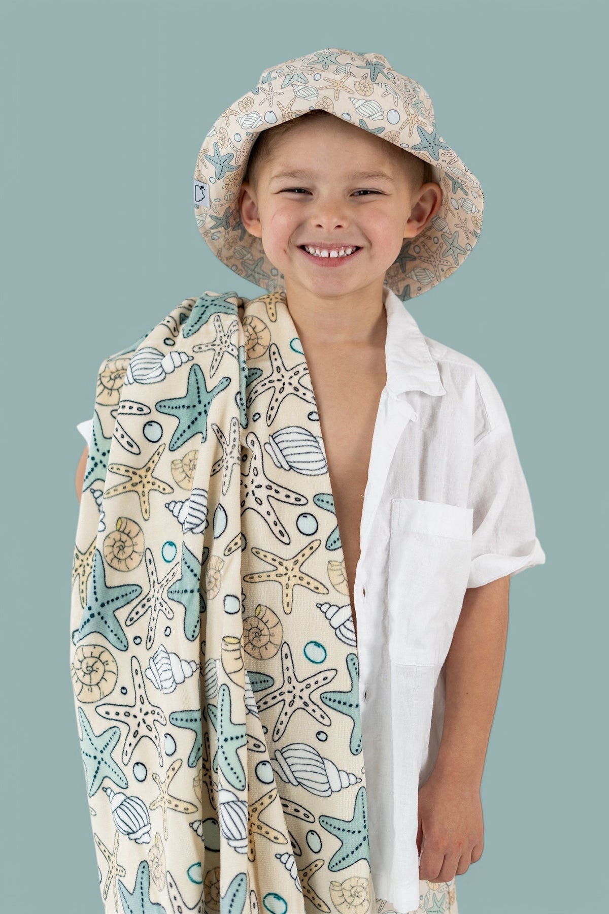 DREAM BIG LITTLE CO Ocean Treasures Dream Towel Beach Pattern With Starfish ShellsEveretts Place