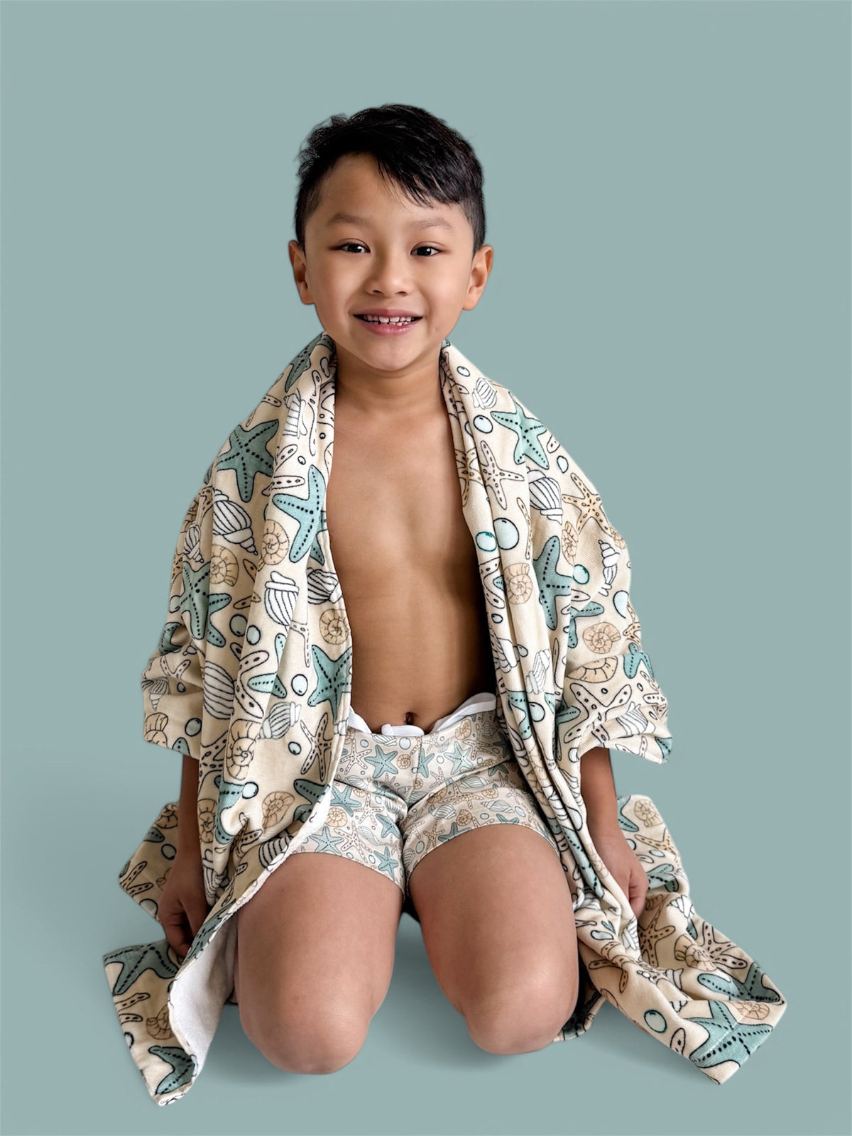 DREAM BIG LITTLE CO Ocean Treasures Dream Towel Beach Pattern With Starfish ShellsEveretts Place
