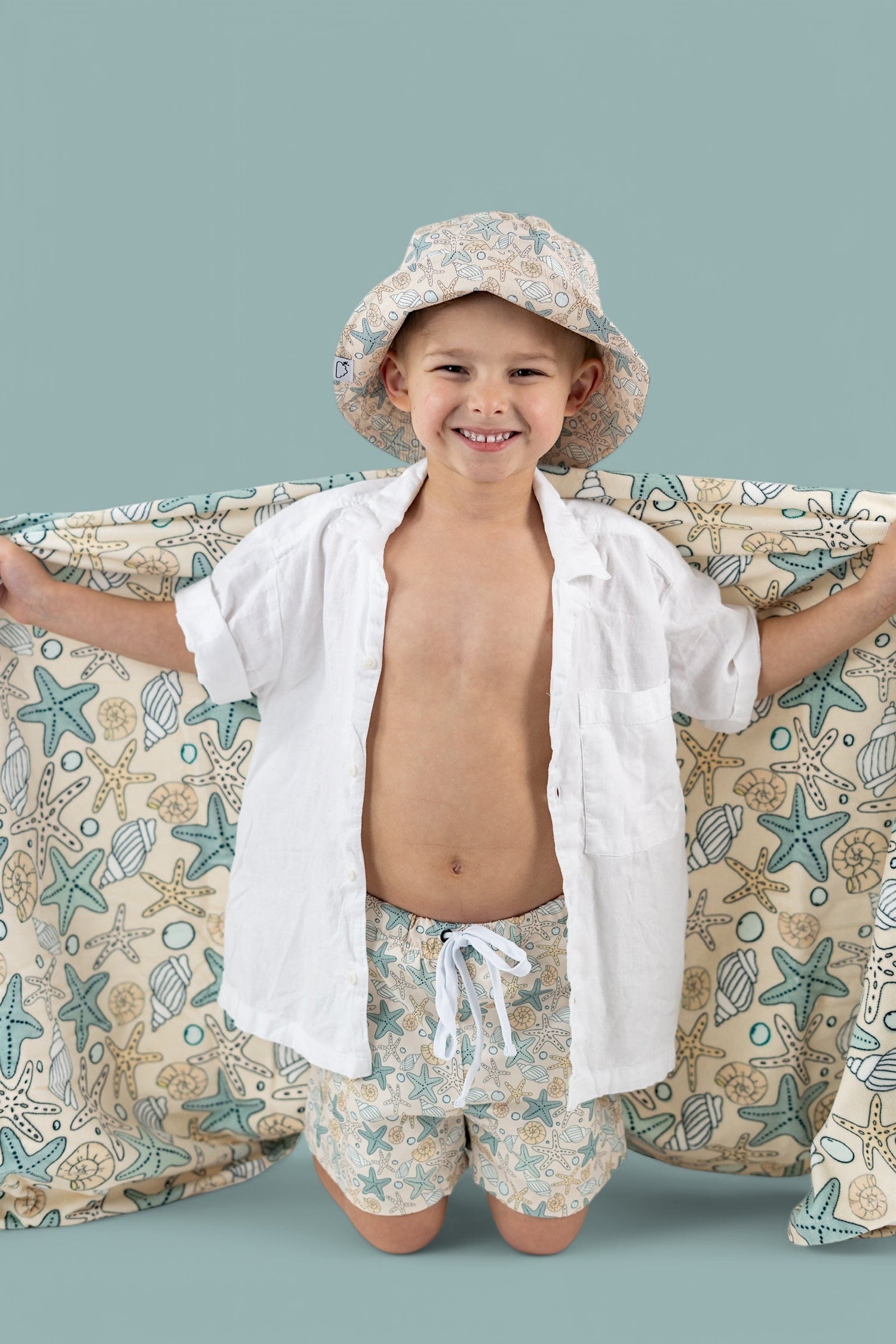 DREAM BIG LITTLE CO Ocean Treasures Dream Towel Beach Pattern With Starfish ShellsEveretts Place
