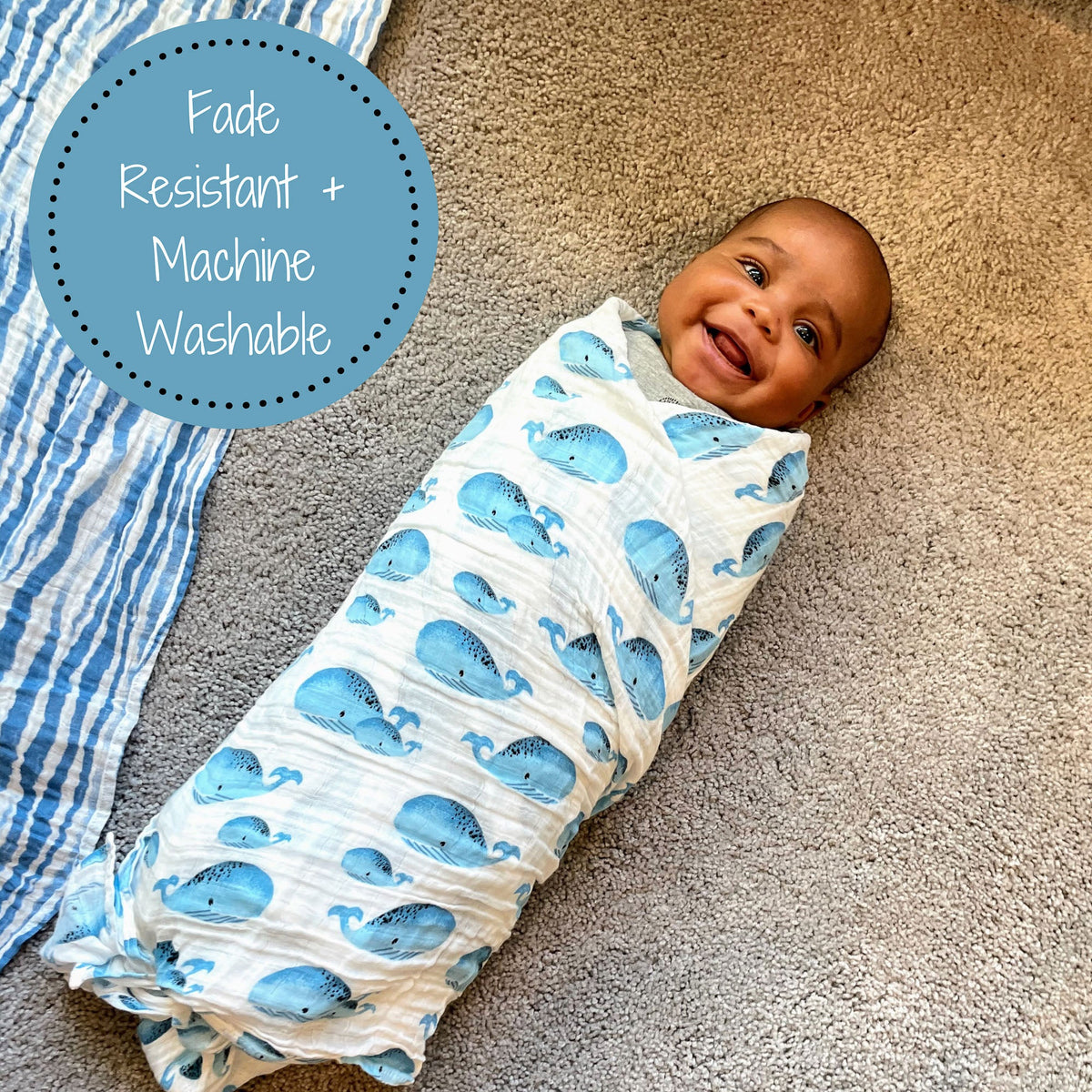 Whale, Whale, Whale Swaddle Blanket by LollyBanks