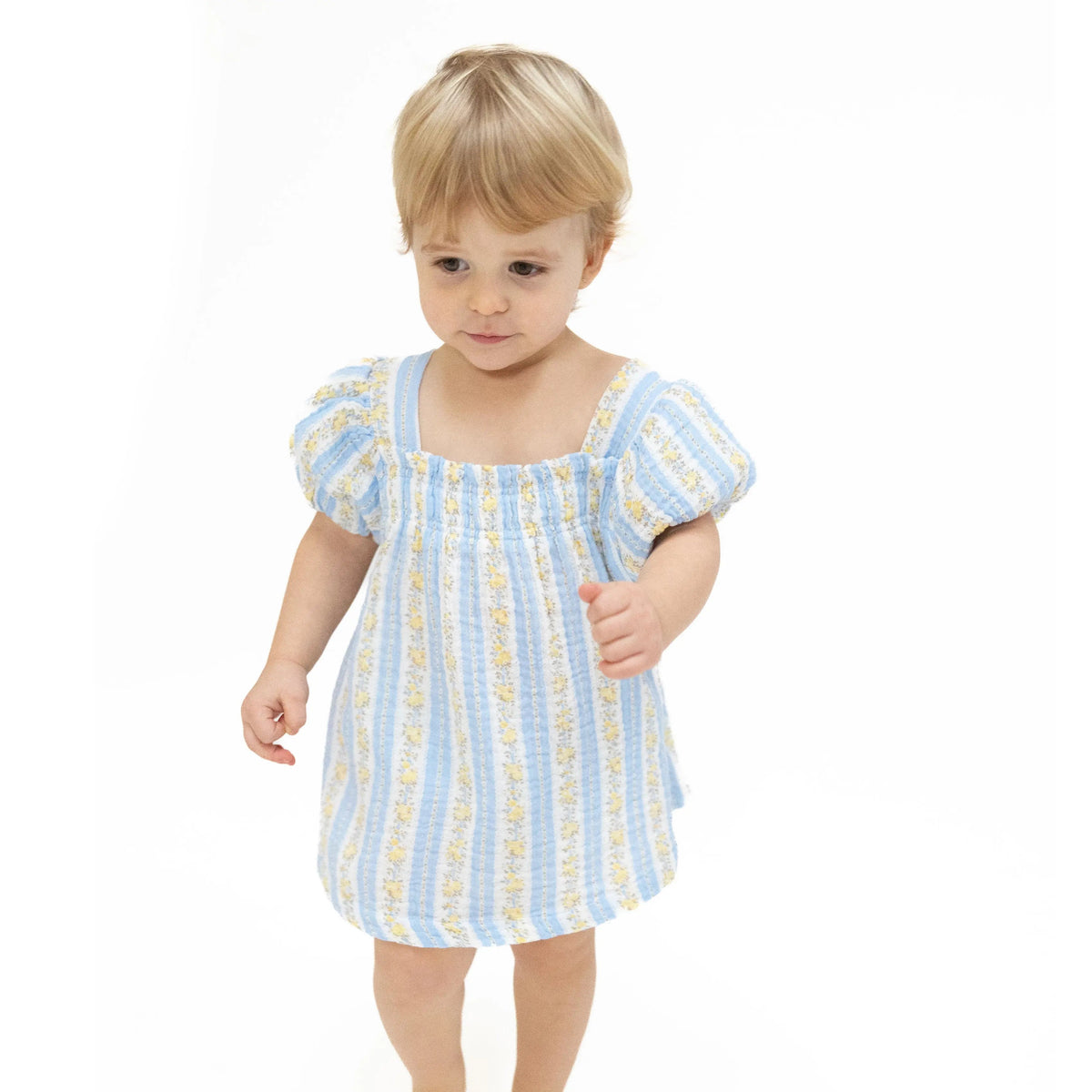Angel Dear Odalys Floral Stripe - Puff Sleeve Baby Doll Dress and Bloomer - 