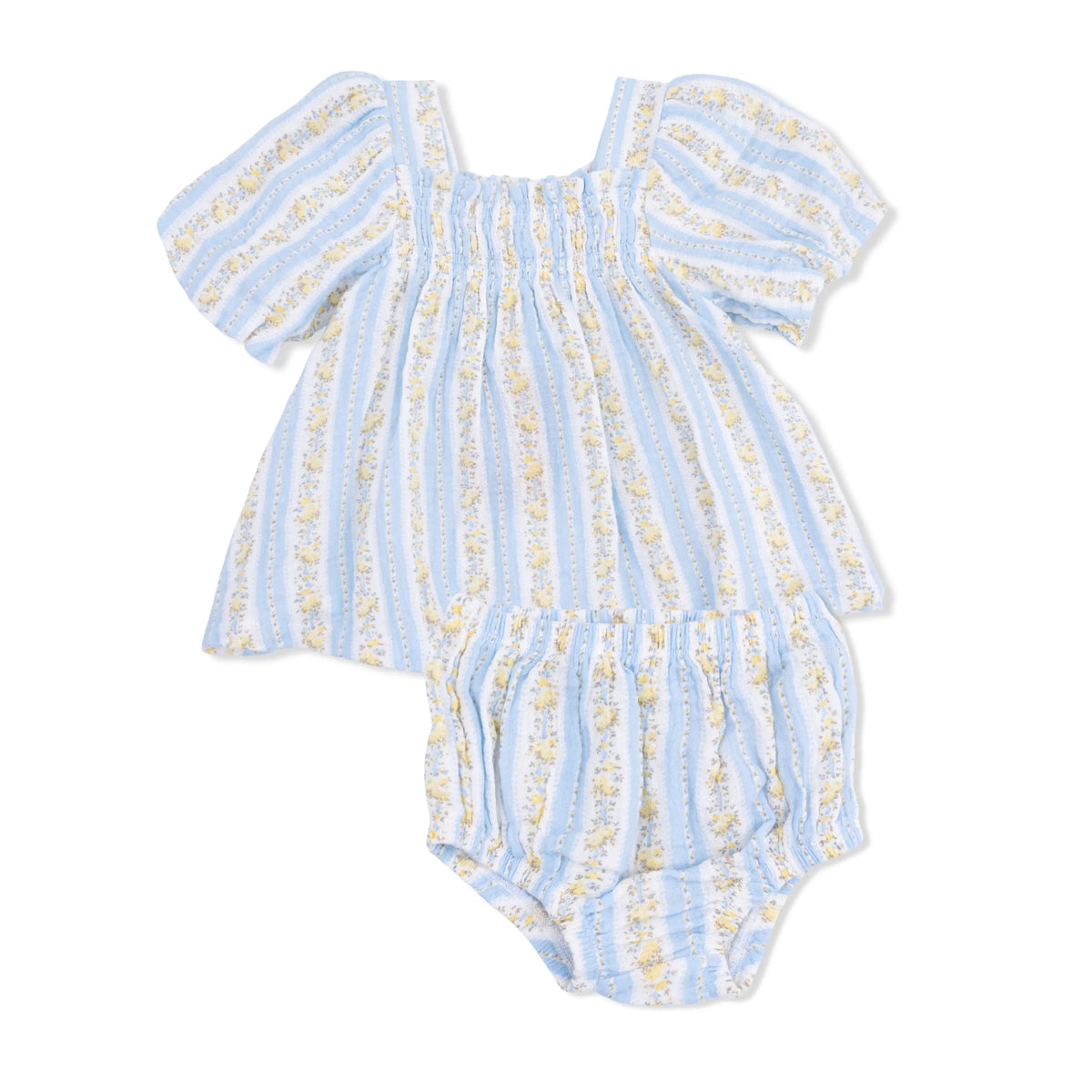 Angel Dear Odalys Floral Stripe - Puff Sleeve Dress with Bloomer - 