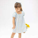 Angel Dear Odalys Floral Stripe - Puff Sleeve Dress with Bloomer - 