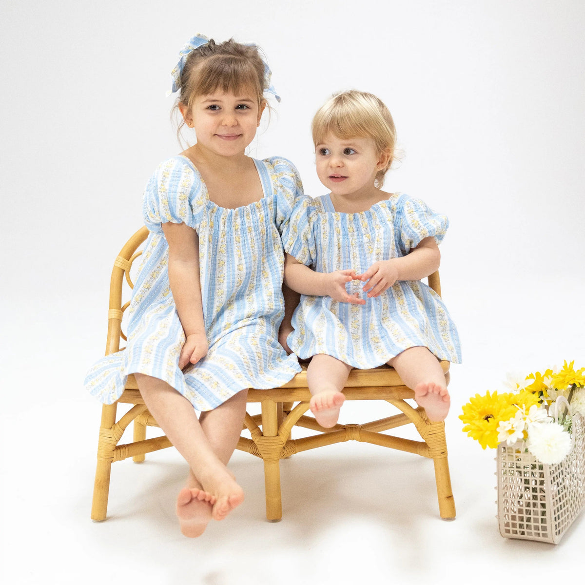 Angel Dear Odalys Floral Stripe - Puff Sleeve Dress with Bloomer - 