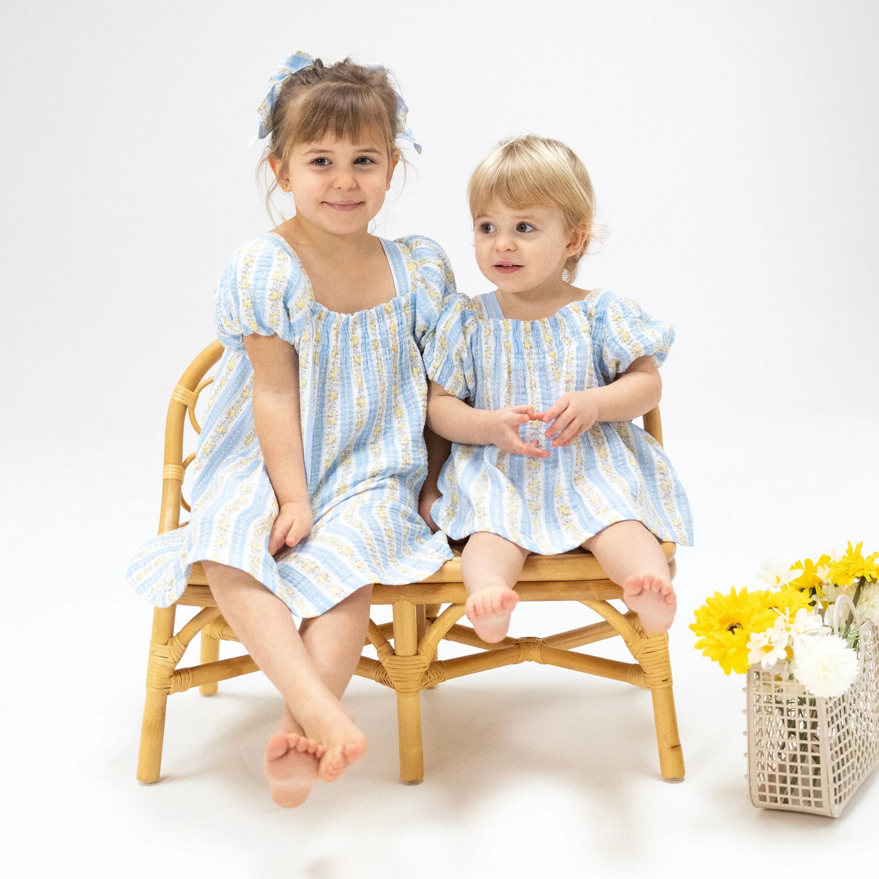 Angel Dear Odalys Floral Stripe - Puff Sleeve Dress with Bloomer - 
