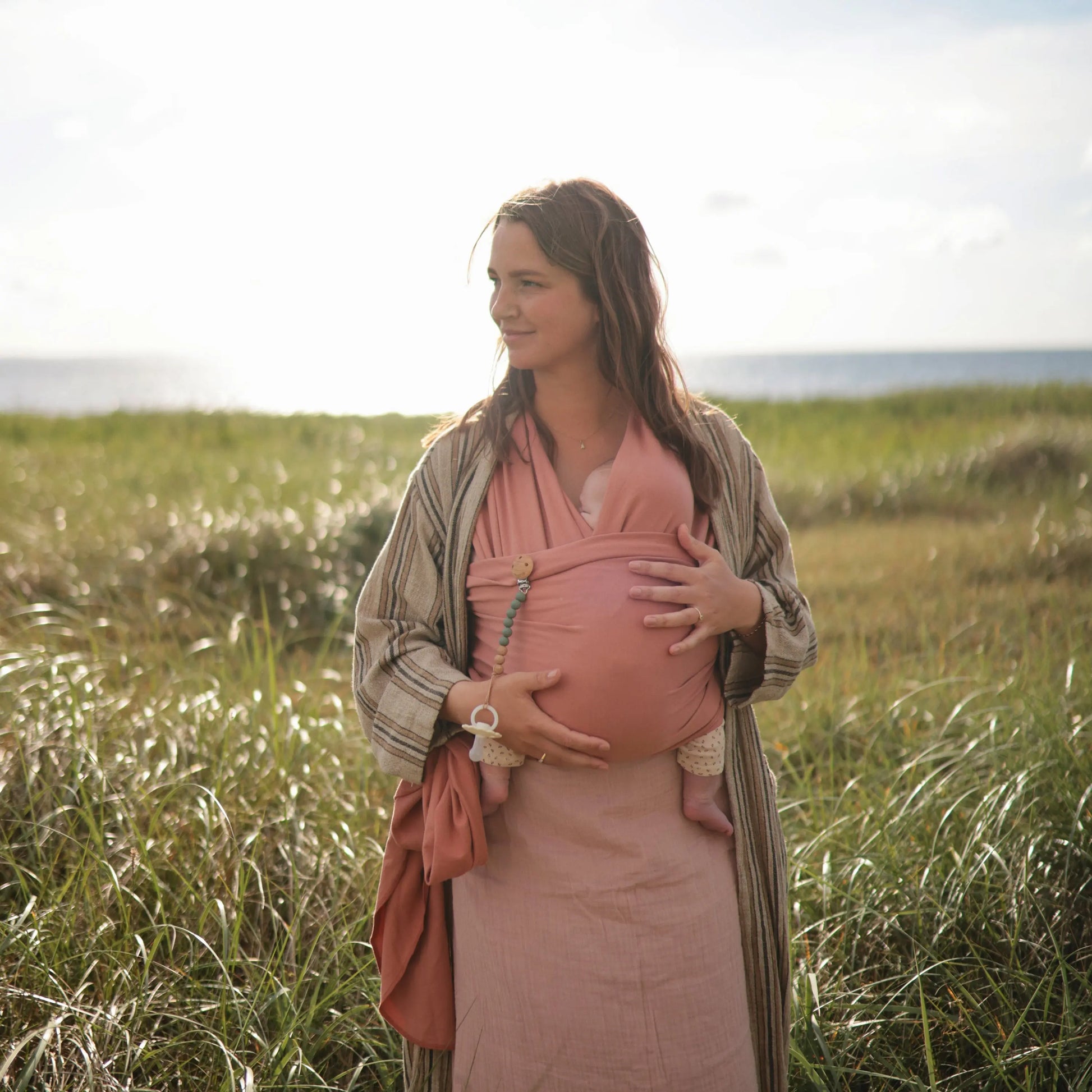 Organic Cotton Baby Wrap for Bonding and Comfort with Built-In Pocket Mushie