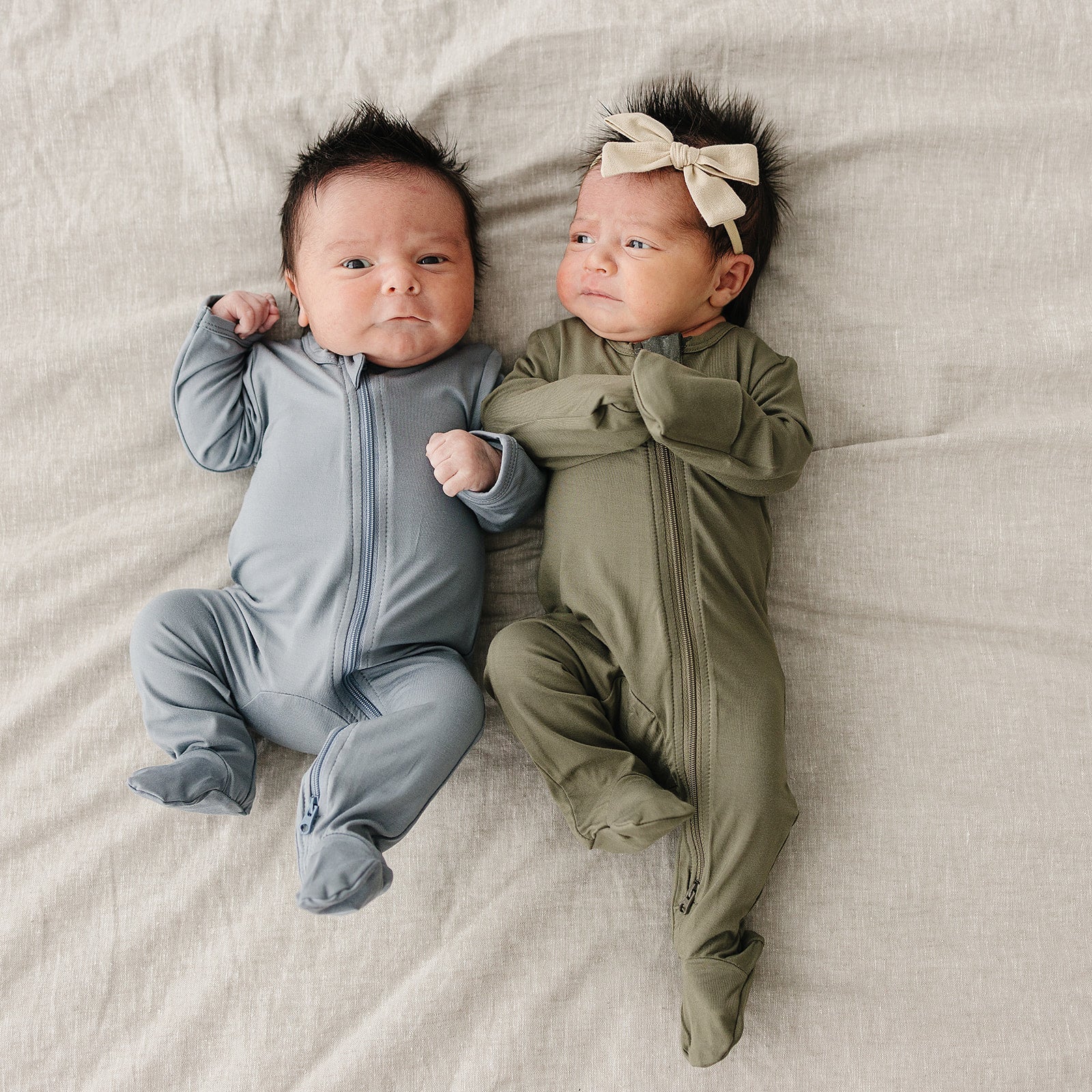 Mebie Baby Olive Bamboo Footed Zipper - 