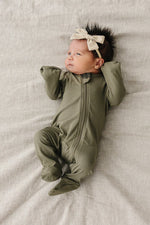 Mebie Baby Olive Bamboo Footed Zipper - 