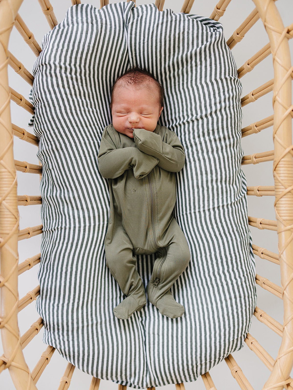 Mebie Baby Olive Bamboo Footed Zipper - 