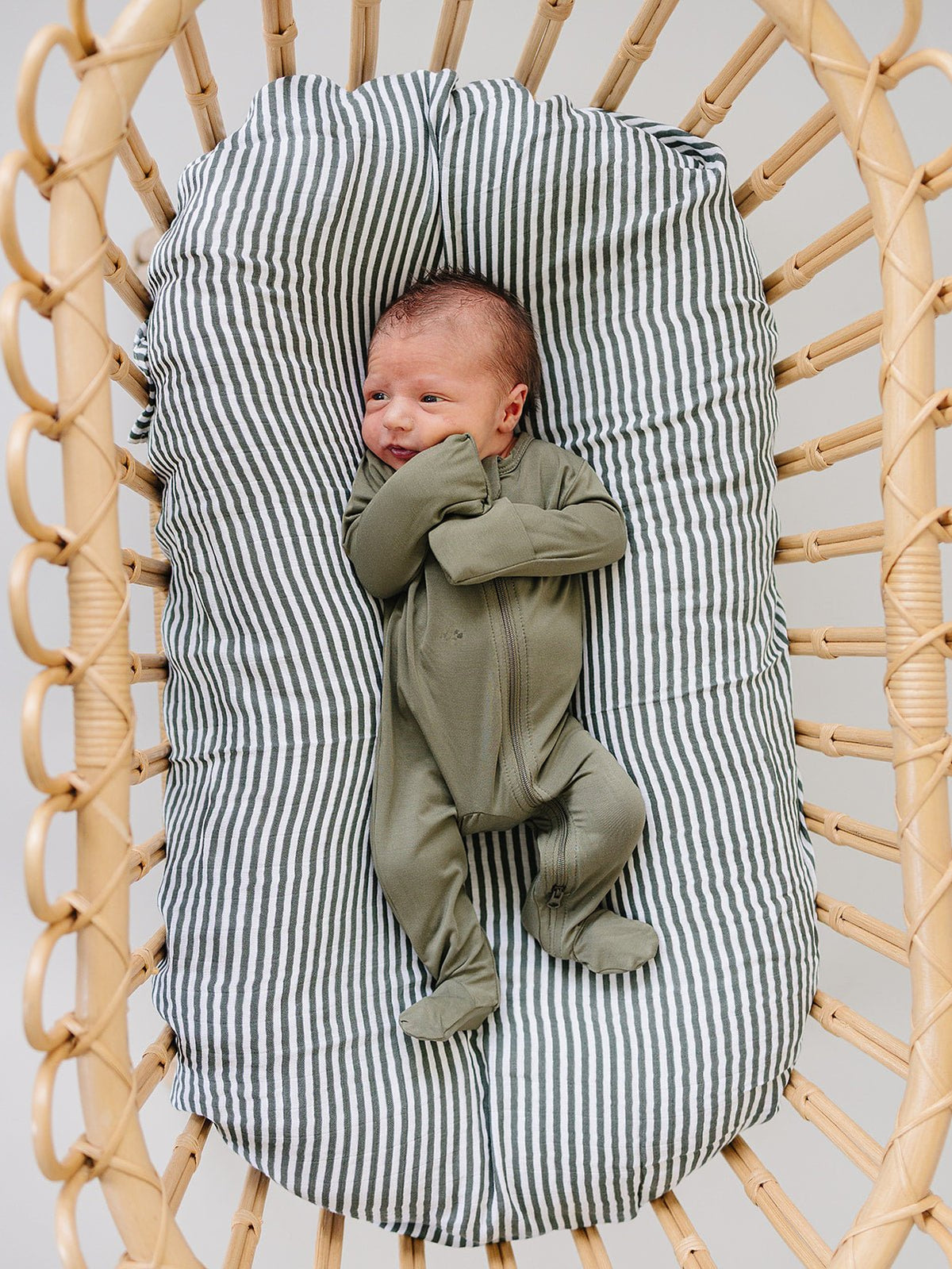 Mebie Baby Olive Bamboo Footed Zipper - 