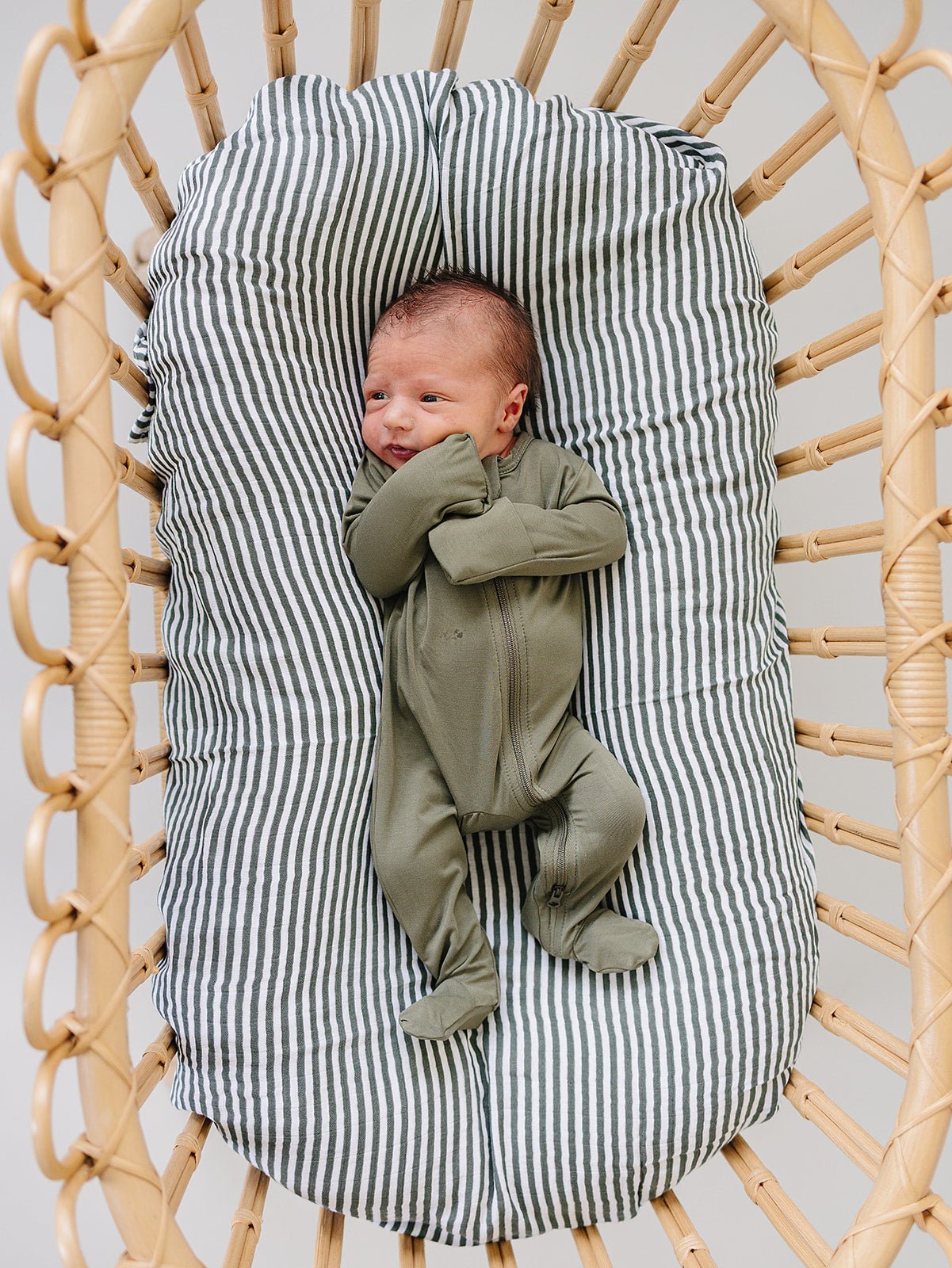 Mebie Baby Olive Bamboo Footed Zipper - 