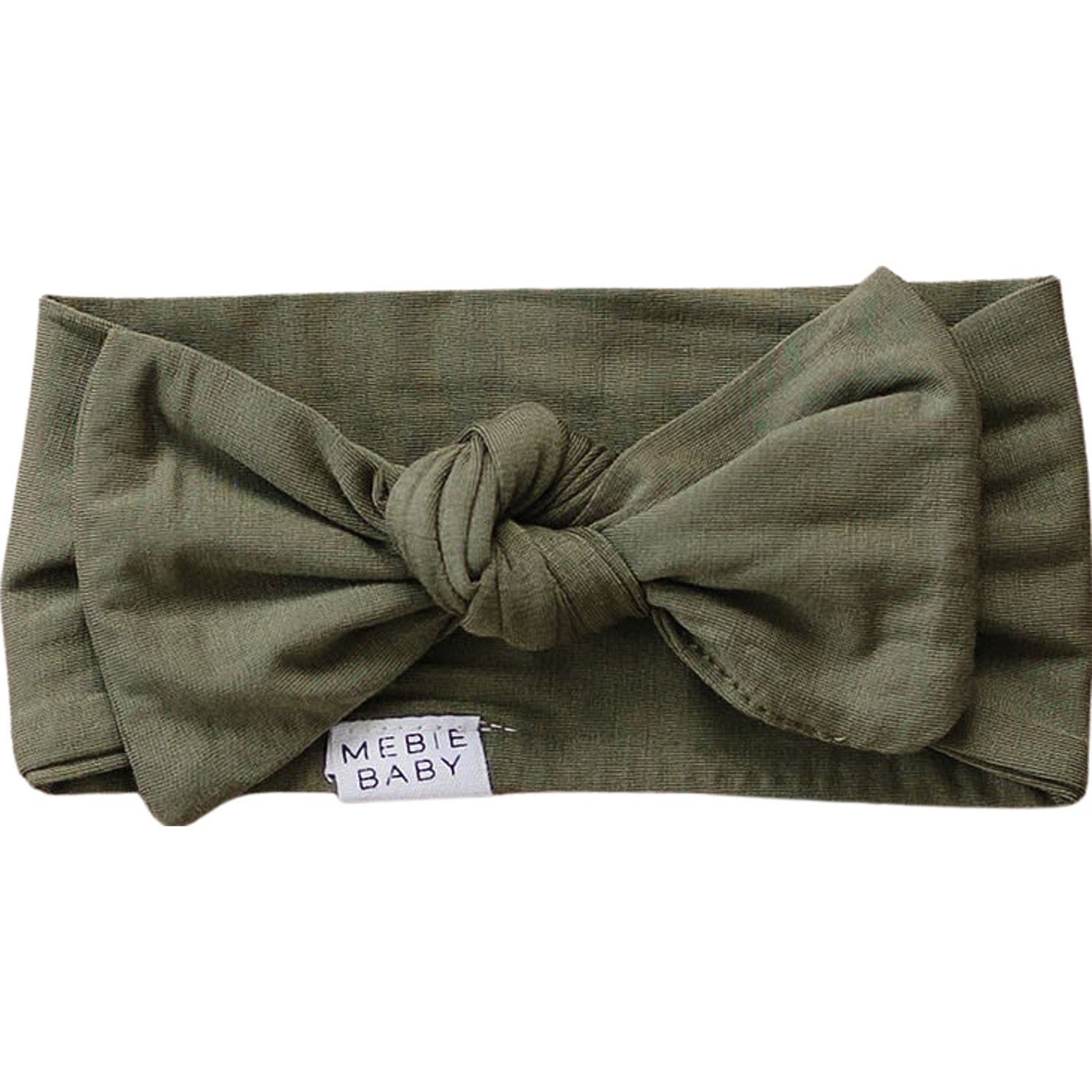 Mebie Baby Olive Bamboo Head Wrap One Size Fits Newborns And Up Soft Neutral Design - 