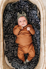 Mebie Baby Olive Bamboo Head Wrap One Size Fits Newborns And Up Soft Neutral Design - 