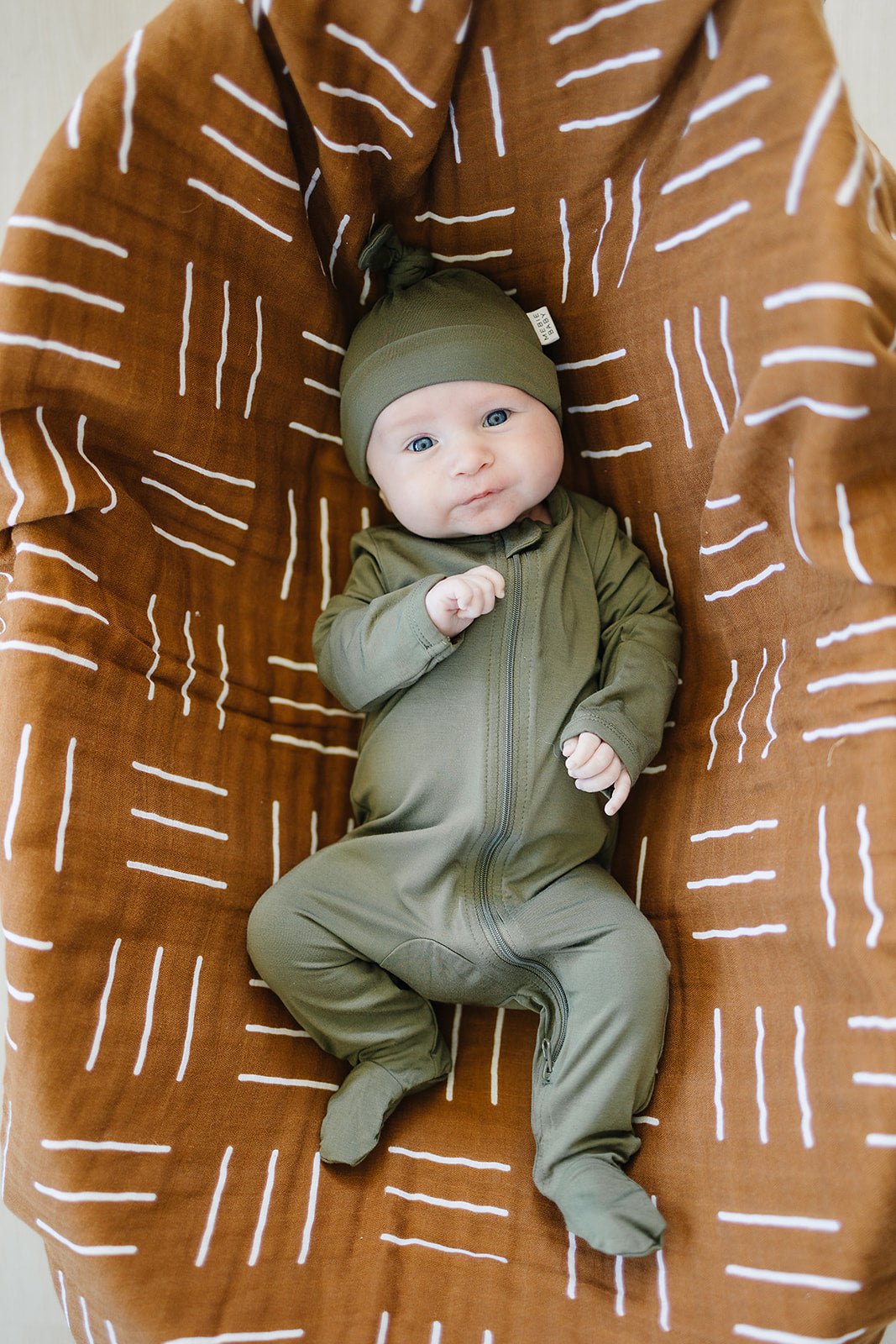 Mebie Baby Olive Bamboo Newborn Knot Hat - 