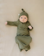 Mebie Baby Olive Bamboo Rayon Knot Gown 0 To 3 Months Unisex Baby Sleepwear - 