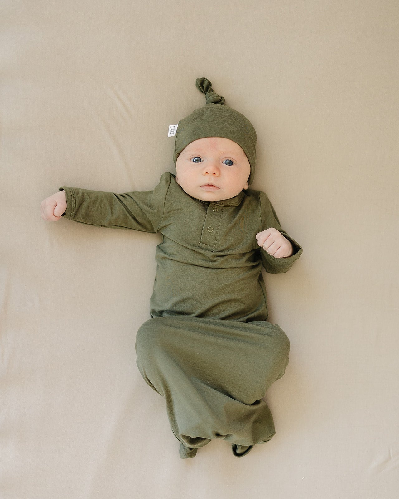 Mebie Baby Olive Bamboo Rayon Knot Gown 0 To 3 Months Unisex Baby Sleepwear - 
