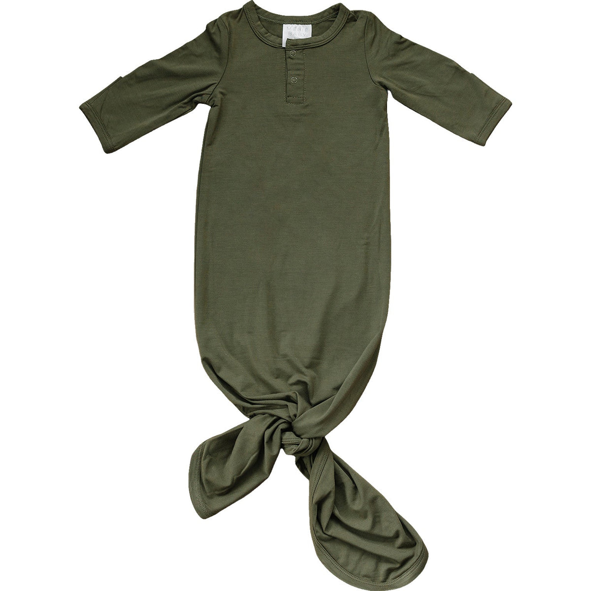 Mebie Baby Olive Bamboo Rayon Knot Gown 0 To 3 Months Unisex Baby Sleepwear - 