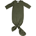 Mebie Baby Olive Bamboo Rayon Knot Gown 0 To 3 Months Unisex Baby Sleepwear - 