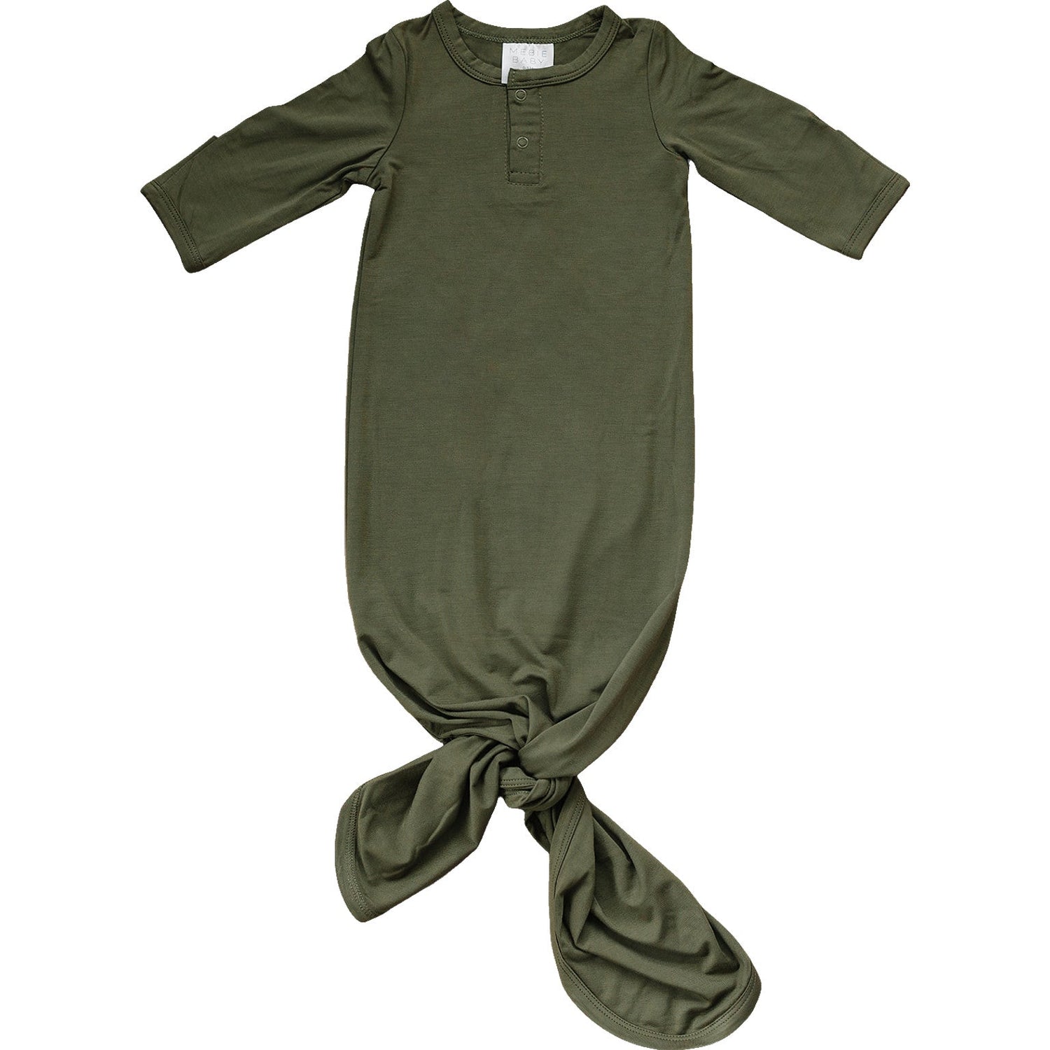 Mebie Baby Olive Bamboo Rayon Knot Gown 0 To 3 Months Unisex Baby Sleepwear - 