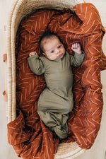 Mebie Baby Olive Bamboo Rayon Knot Gown 0 To 3 Months Unisex Baby Sleepwear - 