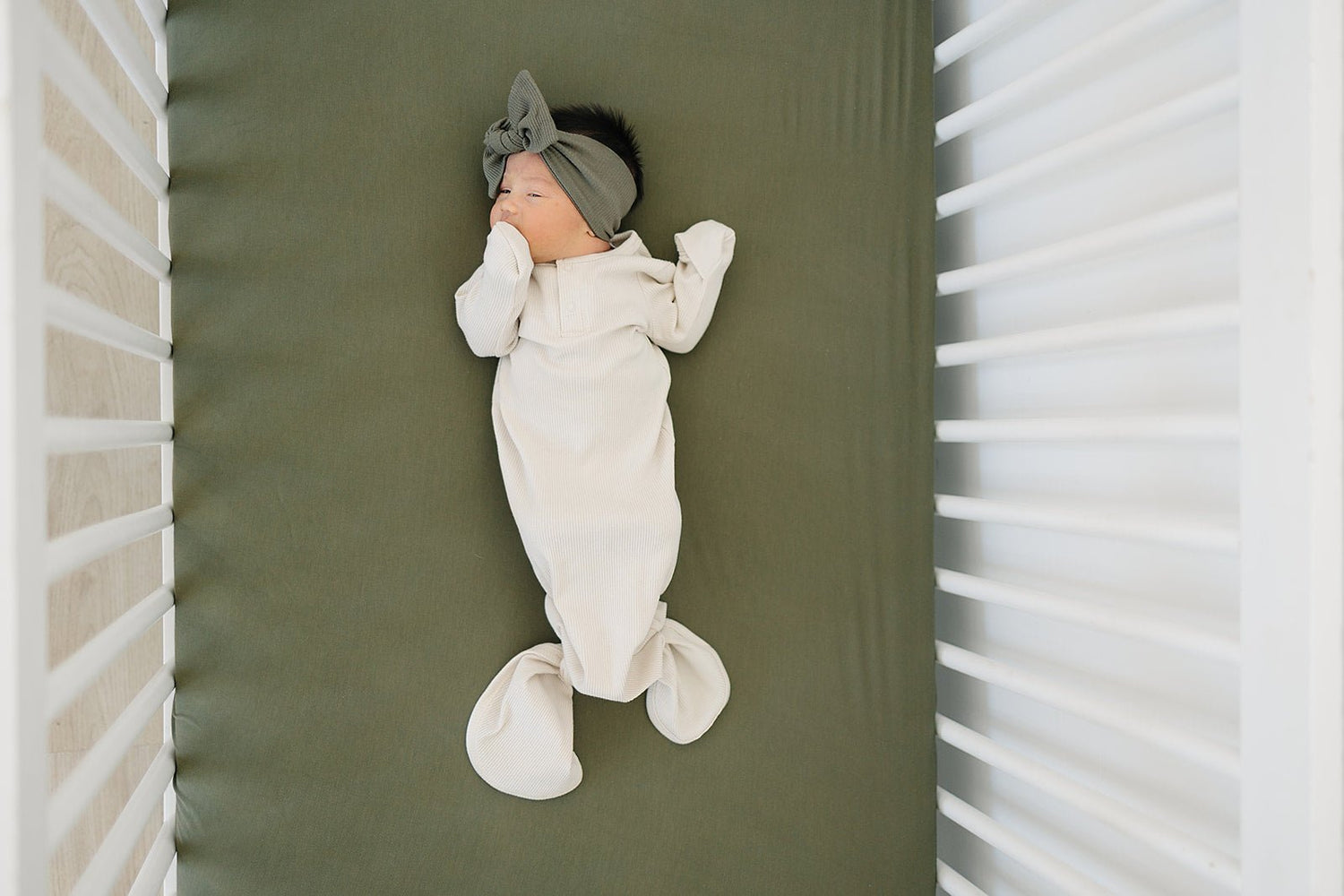 Mebie Baby Olive Bamboo Stretch Crib Sheet - 