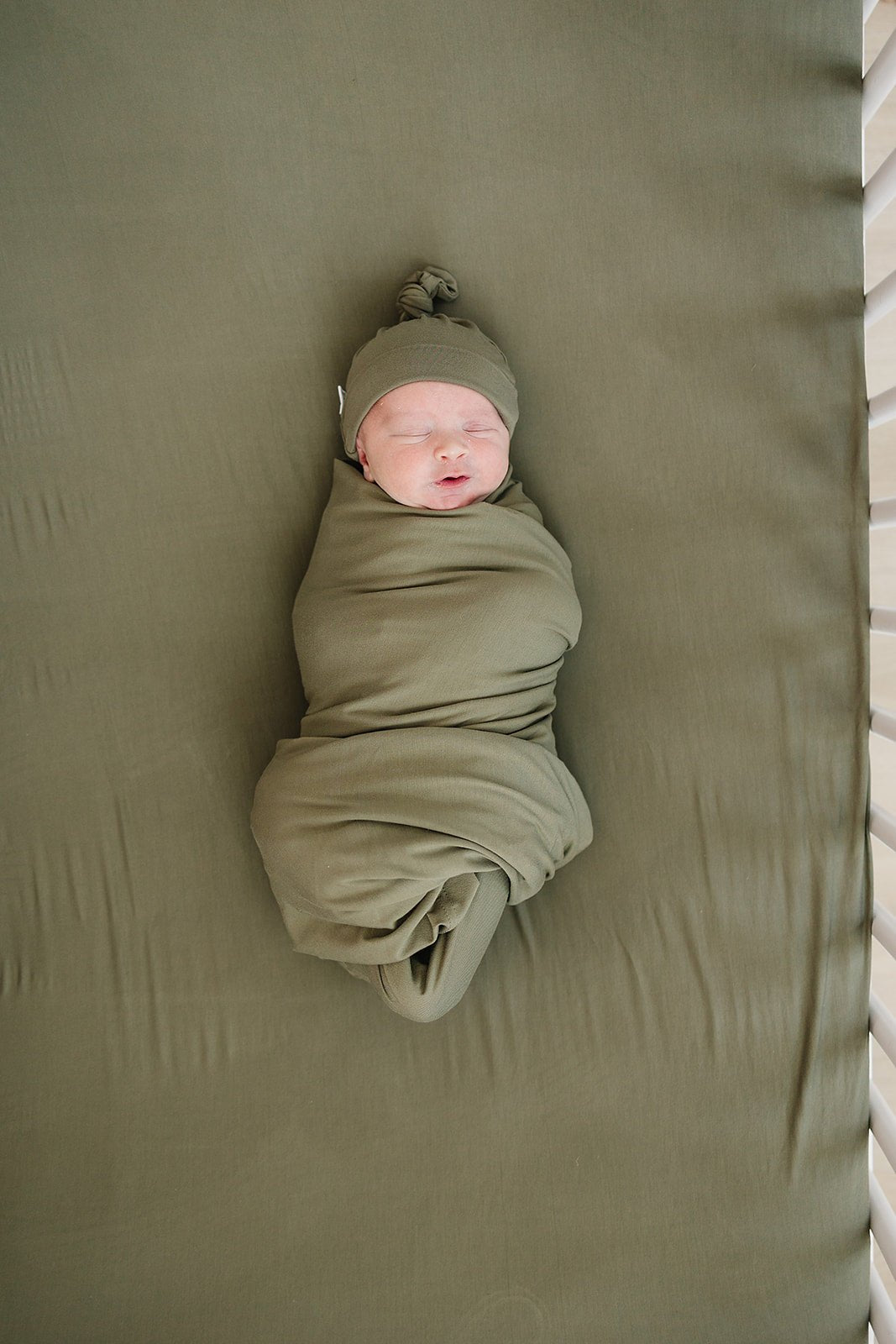 Mebie Baby Olive Bamboo Stretch Crib Sheet - 