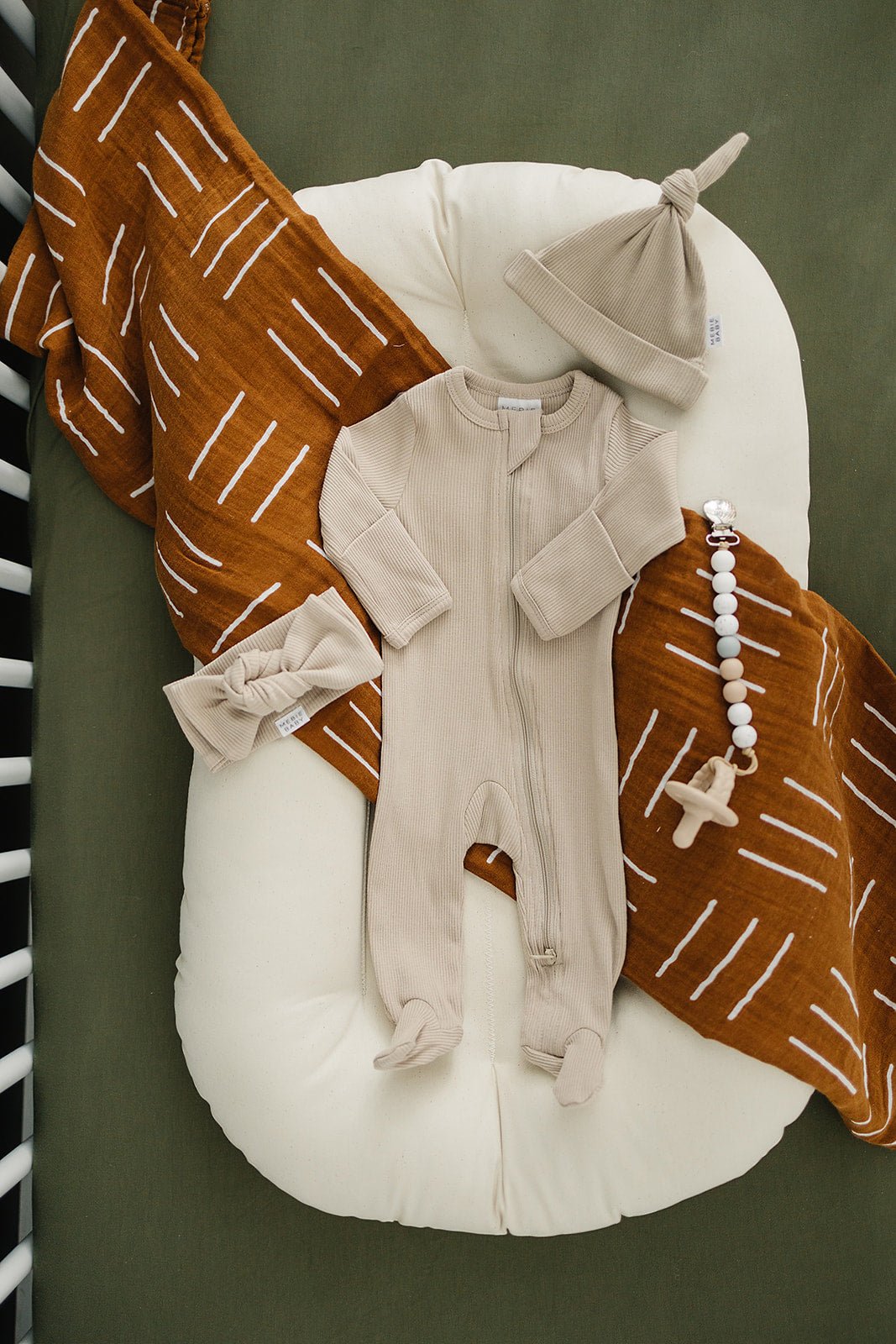 Mebie Baby Olive Bamboo Stretch Crib Sheet - 
