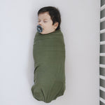 Mebie Baby Olive Bamboo Stretch Swaddle for Baby Soft Lightweight and Comfortable - 