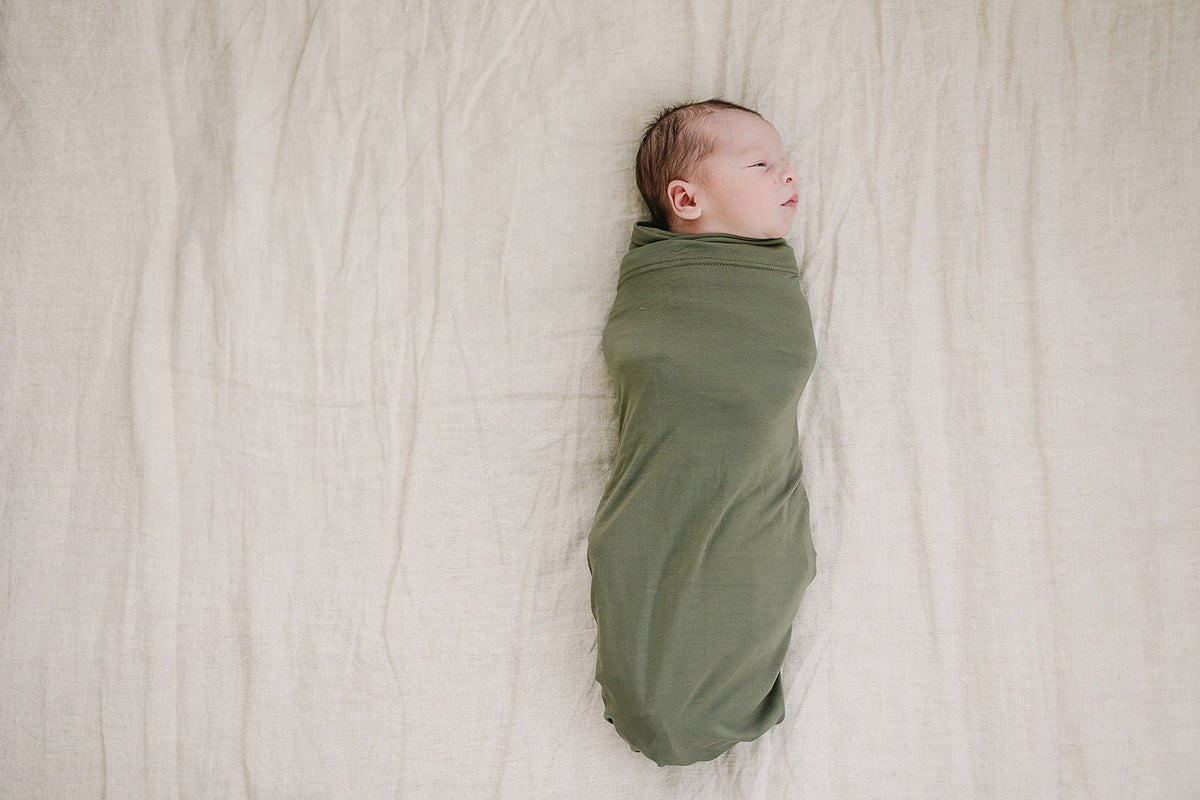 Mebie Baby Olive Bamboo Stretch Swaddle for Baby Soft Lightweight and Comfortable - 