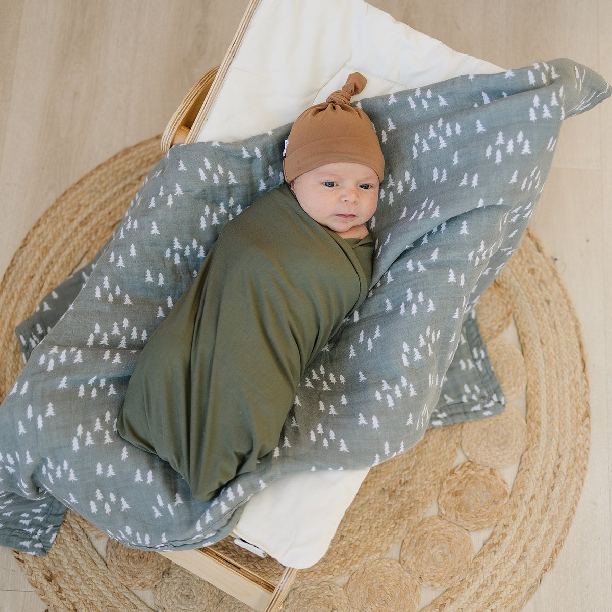 Mebie Baby Olive Bamboo Stretch Swaddle for Baby Soft Lightweight and Comfortable - 