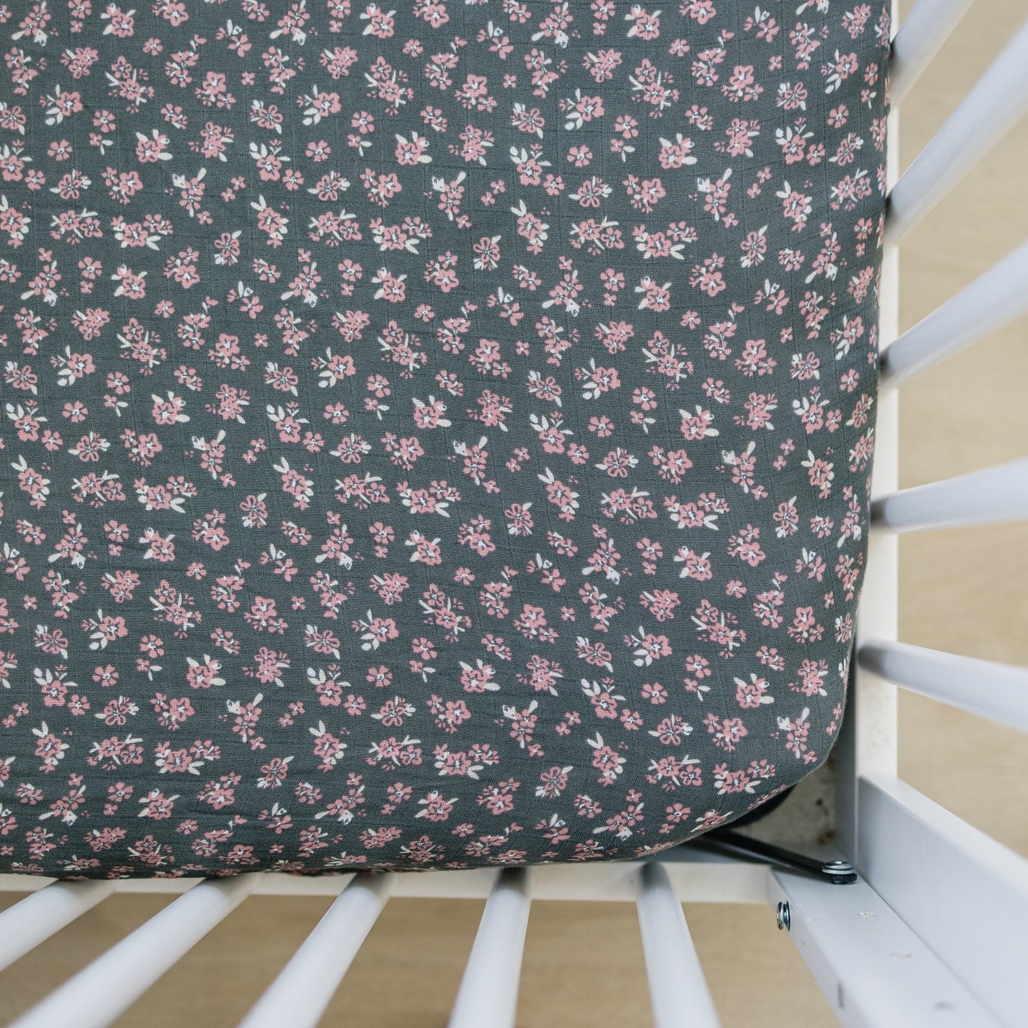 Mebie Baby Olive Bloom Muslin Crib Sheet Soft Breathable Neutral Nursery Bedding For Baby - 