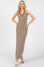 PinkBlush Olive Crochet Knit Ruffle Strap Midi Dress - 