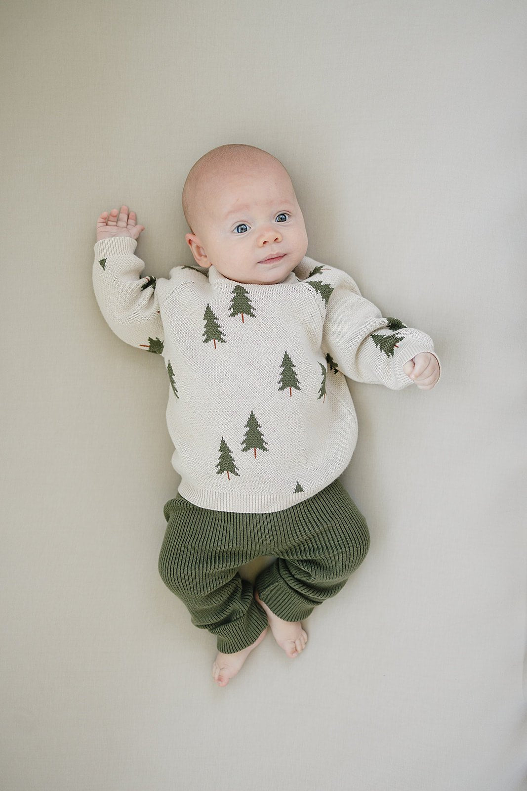 Mebie Baby Olive Knit Leggings For Kids Baby Toddler Soft Comfort - 