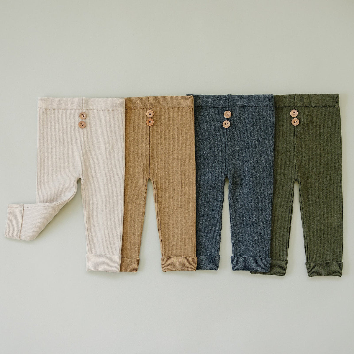 Mebie Baby Olive Knit Leggings For Kids Baby Toddler Soft Comfort - 