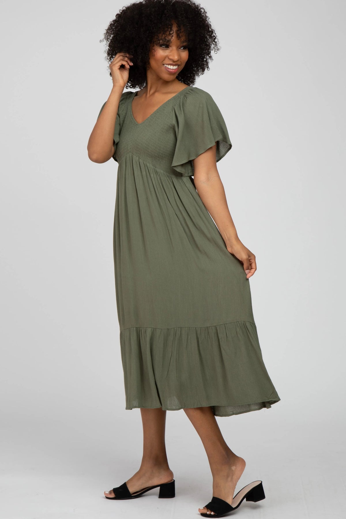 PinkBlush Olive Smocked Ruffle Dress - 