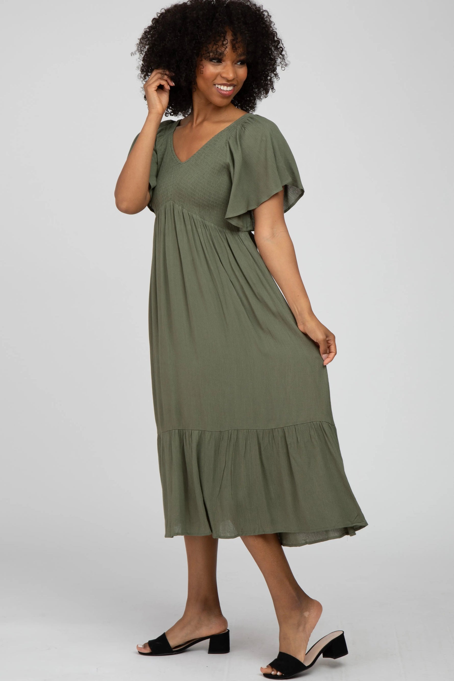 PinkBlush Olive Smocked Ruffle Dress - 