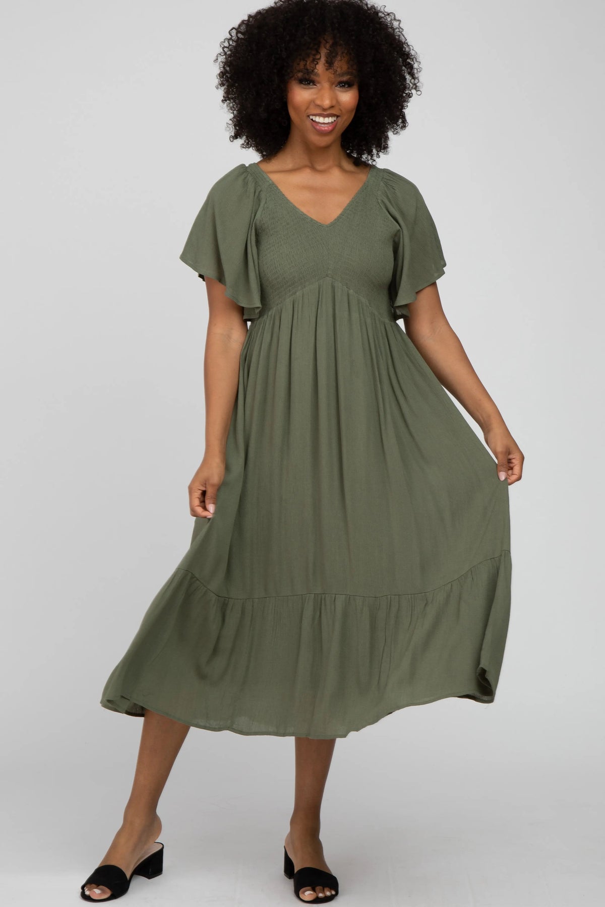 PinkBlush Olive Smocked Ruffle Dress - 
